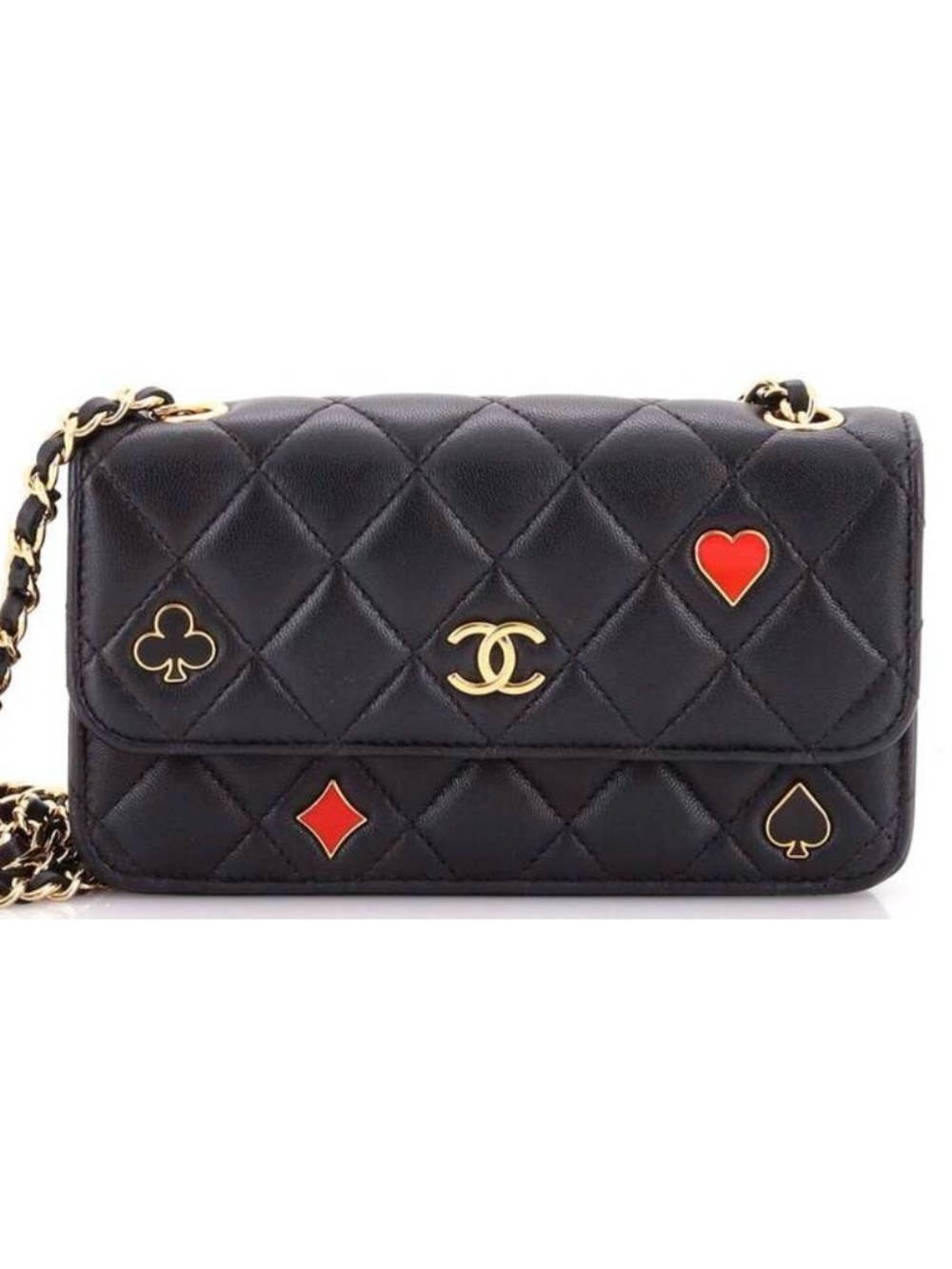 Chanel Coco Casino Flap Phone Holder with Chain Quilted Lambskin